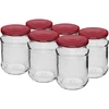 Kozarec 250 ml fi66/4, bordo pokrovček - 6 kos ['komplet kozarcev', ' kozarci za kisanje', ' kozarci za džem', ' kozarci s pokrovčki na navoj', ' kozarci fi 66', ' kozarci s pokrovčki z 4 zatiči', ' kozarci z bordo pokrovčki', ' za vlaganje', ' za vkuhavanje', ' posoda za začimbe']