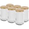 Kozarec TO 300 ml z zlatim pokrovčkom fi 66 - 6 kosov ['kozarec za vlaganje', ' kozarec 300 ml', ' kozarec z navojnim pokrovčkom', ' kozarec z zlatim pokrovčkom', ' kuhinjski kozarček', ' steklen kozarec', ' kozarček za drobnarije', ' kozarec za marmelado', ' kozarček za začimbe', ' kozarček za zelišča', ' kozarci z navojnimi pokrovčki', ' manjši kozarci']