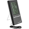 Vremenska postaja – elektronska, s sondo, črna ['termometer z uro', ' notranji termometer', ' sobni termometer', ' zunanji termometer', ' viseči termometer', ' stoječi termometer']