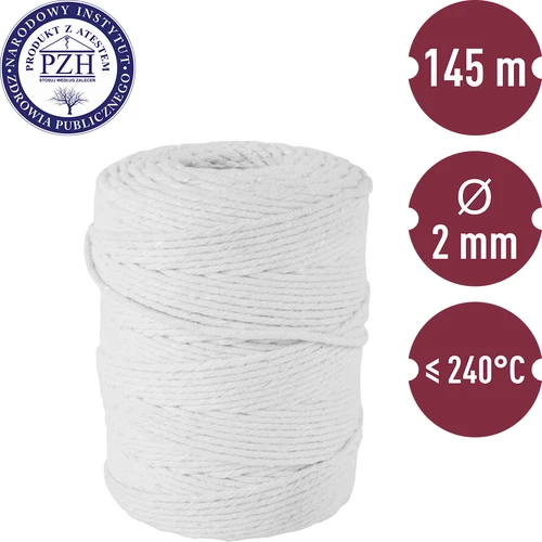 Bela bombažna mesarska vrvica (240°C) 145 m - 2