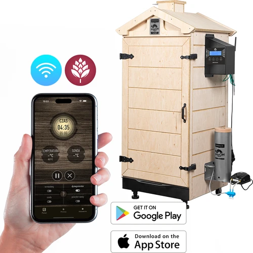 Brezokvirna prekajevalnica dragON PLYWOOD NATURE s krmilnikom Wi-Fi, 200 L