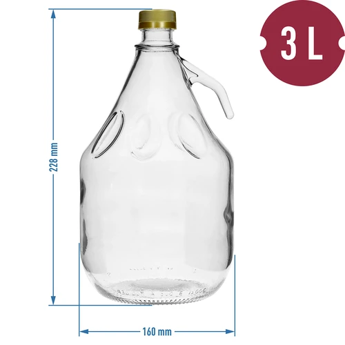 Damižana 3 L Dama z navojnim pokrovčkom - 4