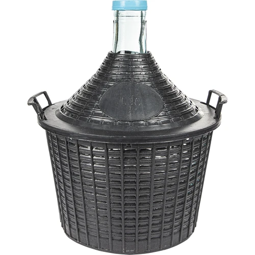 Damižana za vino 10 l v plastični košari
