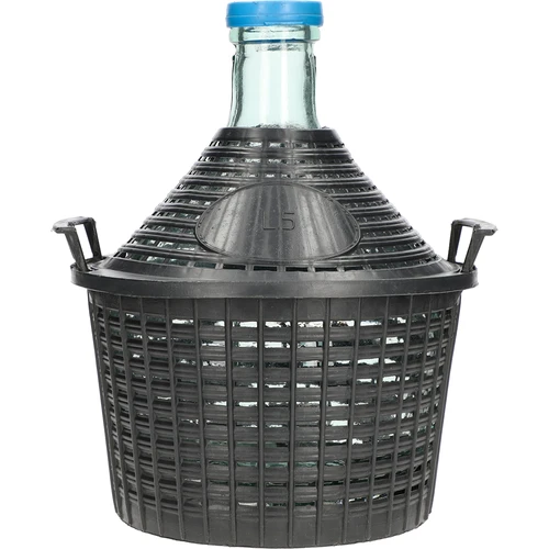 Damižana za vino 5 L v plastični košari