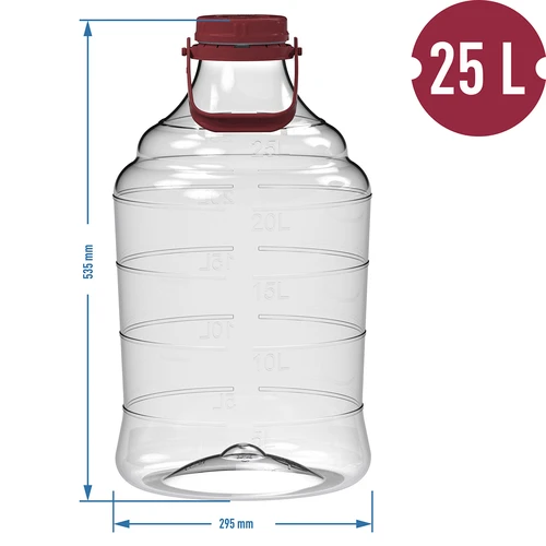 Damižon za vino, lahek, nelomljiv, z ročajem, 25 L - 6