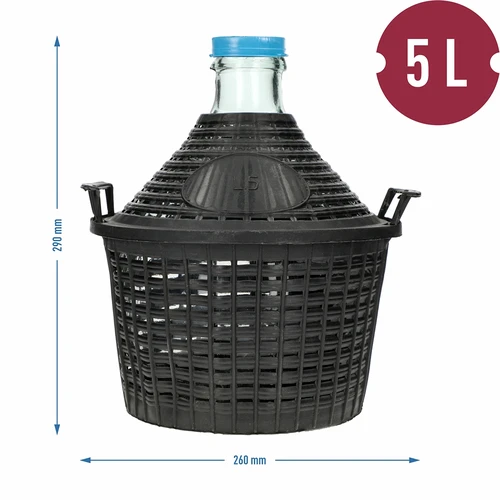 Damižona za vino 5 L v plastičnem košu - 6