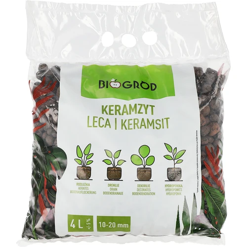 Ekspandirana glina za lončnice, vrtnarstvo in gozdove v steklu, 10–20 mm, 4 L