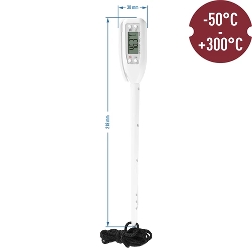 Elektronski kuhinjski termometer (-50 °C do +300 °C) z etuijem, bel - 2