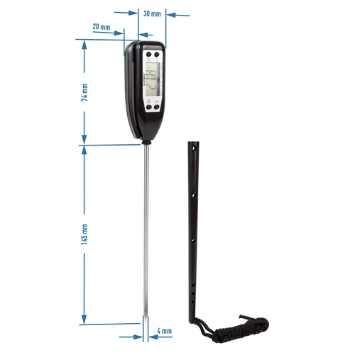 Elektronski kuhinjski termometer (-50 °C do +300 °C) z zaščitnim etuijem, črn - 2