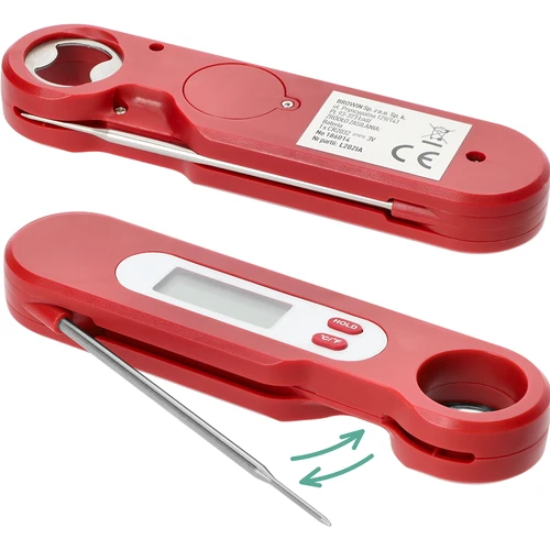 Elektronski kulinarični termometer z zložljivo sondo (-50/+300℃), rdeč - 4