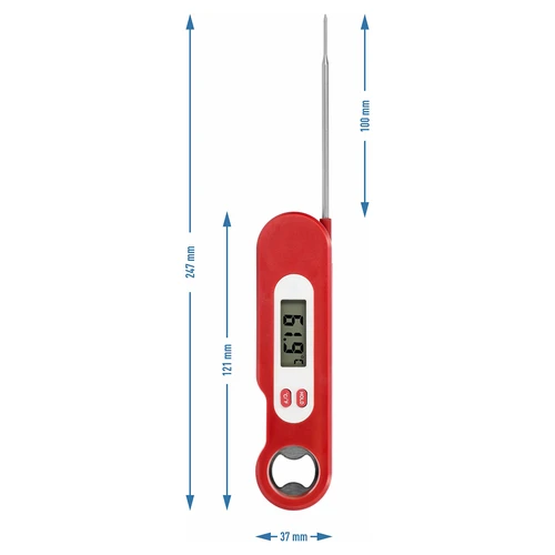 Elektronski kulinarični termometer z zložljivo sondo (-50/+300℃), rdeč - 5