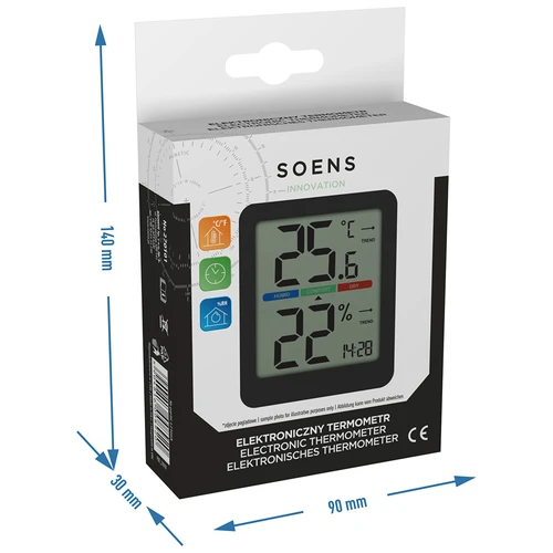 Elektronski sobni termometer, črn - 10