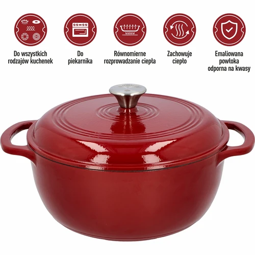 Emajliran litoželezni lonec - bordo, 5,8 l - 5