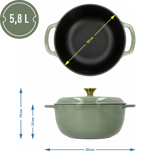 Emajliran litoželezni lonec - žajbljev, 5,8 L - 4