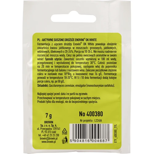Enovini® OK WHITE - vinske kvasovke, ki znižujejo kislost 7 g - 2