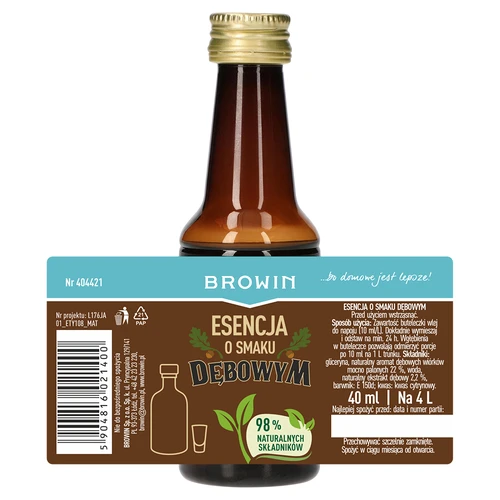 Esenca s hrastovim okusom, z naravno aromo in ekstraktom - 40 ml, za 4 L - 6