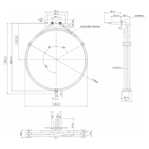 Grelni element za prekajevalnik - 1,5 kW - 4