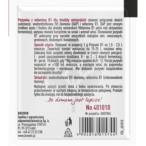 Hranilo za vinske kvasovke z vitaminom B1, 10g - 2