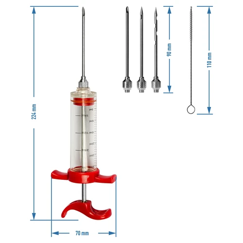Injektor za meso 30ml + 3 igle + čistilna krtačka - 7