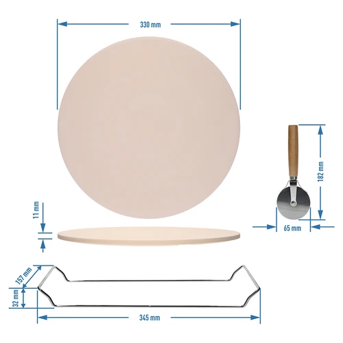 Kamen za pico z držalom in rezalnikom za pico, iz kordierita, okrogel, premer 33 cm - 8