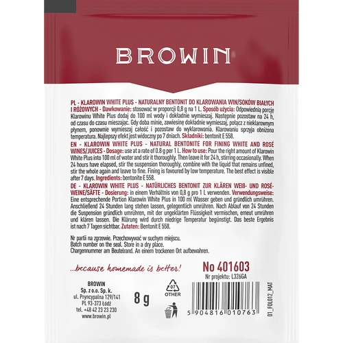 Klarowin White Plus - sredstvo za bistrenje 8 g - 2