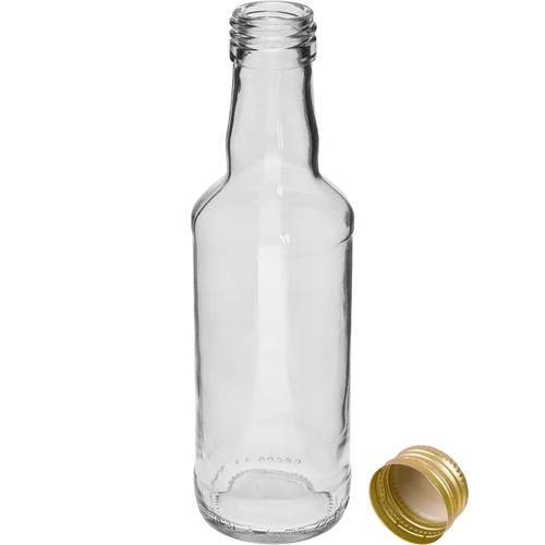 Monopolna steklenica 200 ml, z zlatim navojnim zamaškom fi 28, 1 kos. - 2