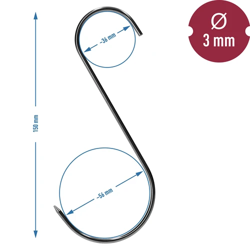Kljuke za prekajevanje - S, naostrene 3 mm x 150 mm, 15 kos. - 7