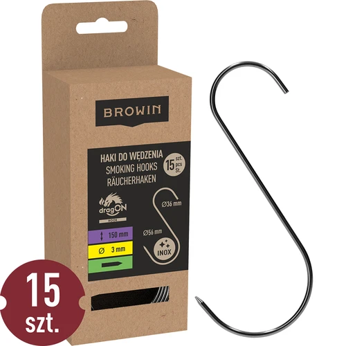 Kljuke za prekajevanje - S, naostrene 3 mm x 150 mm, 15 kos.