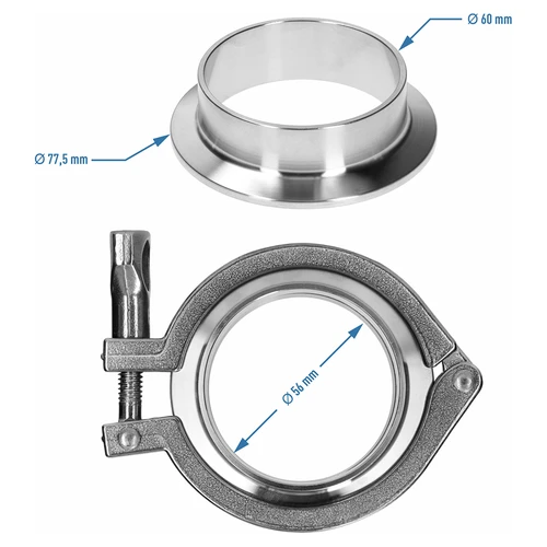 Kompletni priključek Tri-Clamp 77,5 x 60 mm - 5