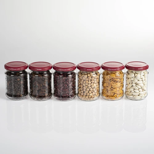 Kozarec 250 ml fi66/4, bordo pokrovček - 6 kos - 6