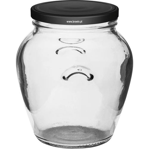 Kozarec Amfora 580 ml (fi 82) s črnim pokrovčkom, 6 kos. - 2