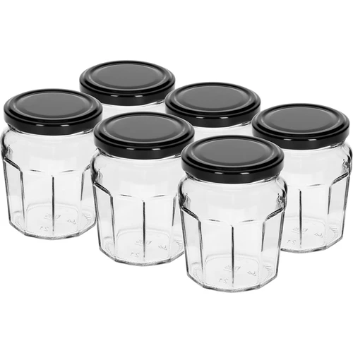 Kozarec Konfitura 230ml s črnim pokrovčkom fi63/4 - 6 kos