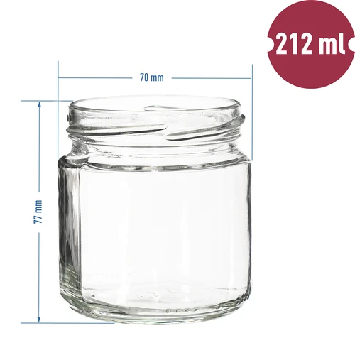 Kozarec s prostornino 212 ml, z barvnimi navojnimi pokrovčki ø 66. - 7