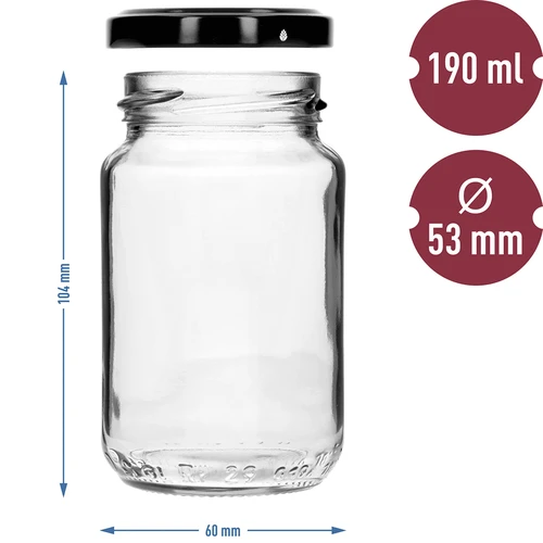 Kozarec TO 190 ml z barvnim pokrovčkom fi 53 - 8 kos. - 8