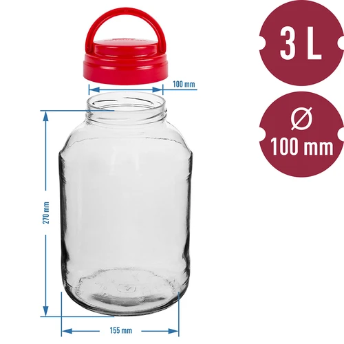 Kozarec TO 3 L in pokrovček fi 100 z ročajem - 6