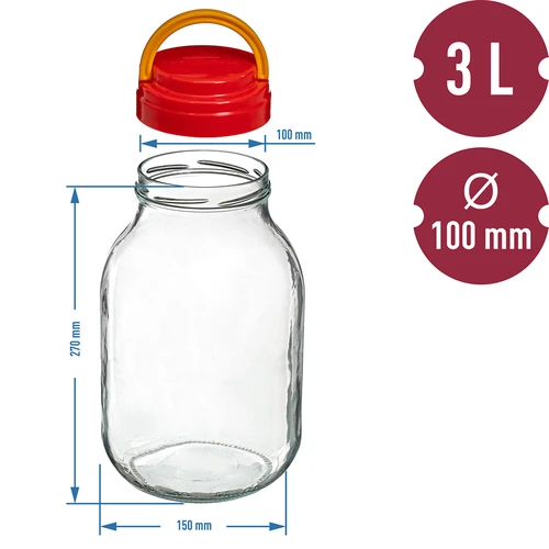 Kozarec TO 3 L s plastičnim pokrovom + klešče fi 100 - 6