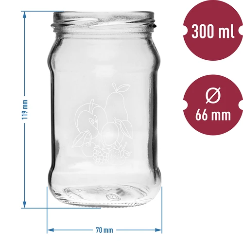 Kozarec TO 300 ml s potiskom mešanice sadja in pokrovčkom fi66/4 - 6 kosov. - 6