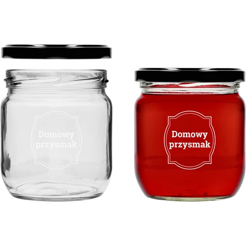 Kozarec TO 425 ml s potiskom „Domača dobrota” in črnim pokrovčkom fi 82 - 3 kosi. - 4