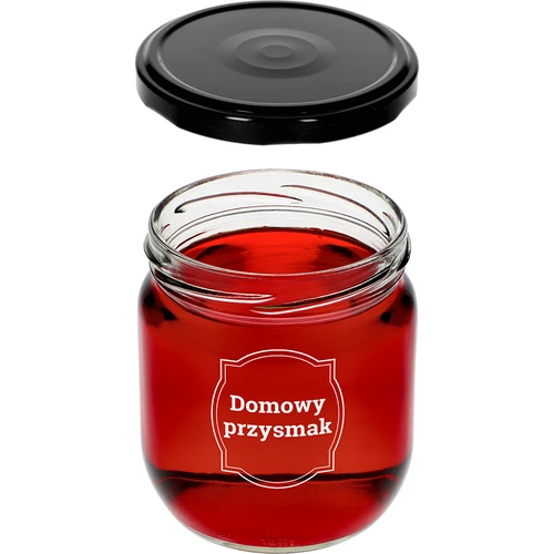 Kozarec TO 425 ml s potiskom „Domača dobrota” in črnim pokrovčkom fi 82 - 3 kosi. - 5