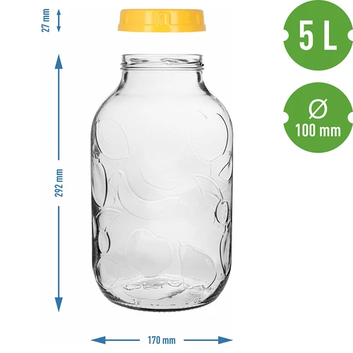 Kozarec TO 5 L in plastični pokrov fi 100, z ročajem - 7