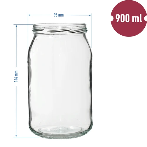 Kozarec TO 900 ml z barvnim pokrovčkom fi82/6 - 6 kosov. - 2