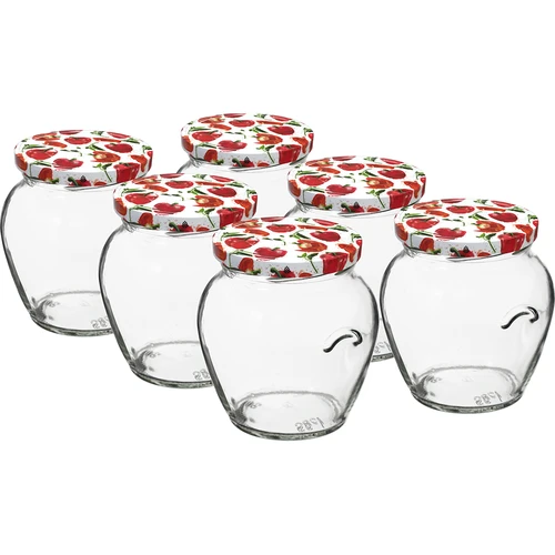 Kozarec TO Amfora 580 ml z barvnim pokrovčkom fi82/6-6 kos.