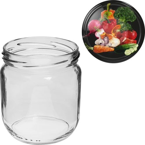 Kozarec TO Gurken 425 ml s barvnim pokrovčkom fi 82/6 - 6 kos. - 5