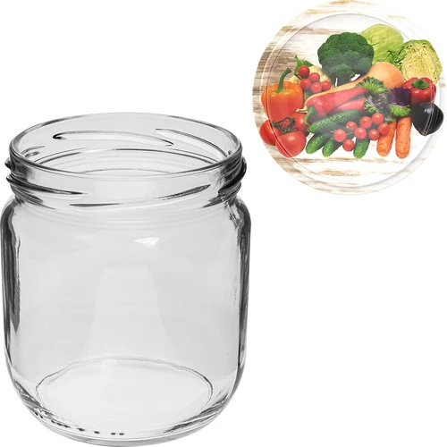 Kozarec TO Gurken 425 ml s barvnim pokrovčkom fi 82/6 - 6 kos. - 6