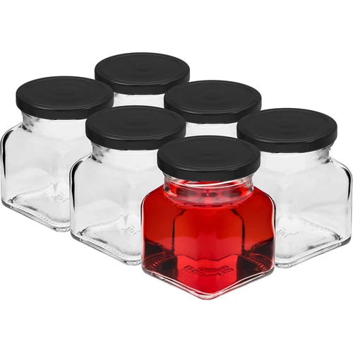 Kozarec twist-off 120 ml – Štirje koti, fi 53, s črnim pokrovčkom, 6 kos - 2