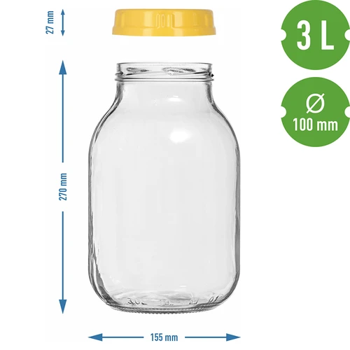 Kozarec twist-off 3 L in plastični pokrov fi 100 z ročajem - 7