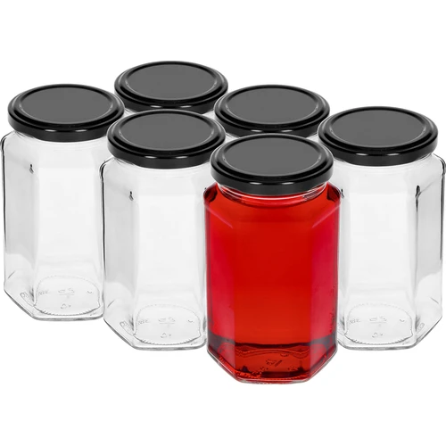 Kozarec twist-off 385 ml s črnim pokrovčkom fi 63, 6 kosov. - 2