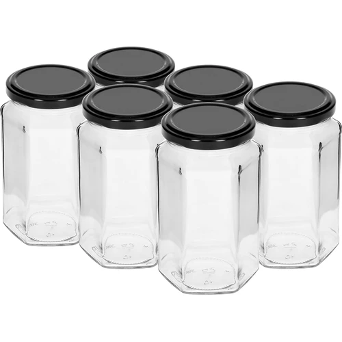 Kozarec twist-off 385 ml s črnim pokrovčkom fi 63, 6 kosov.