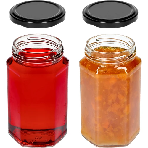 Kozarec twist-off 385 ml s črnim pokrovčkom fi 63, 6 kosov. - 5