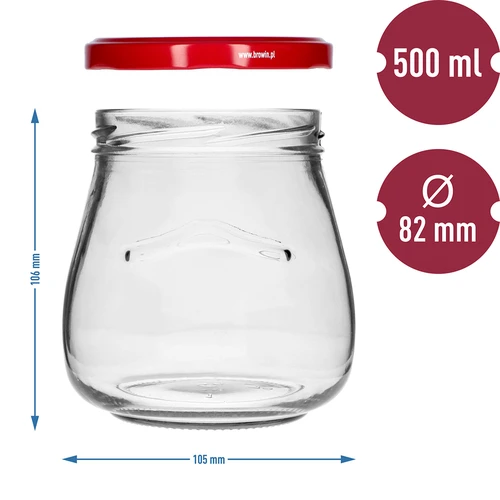 Kozarec twist-off 500 ml "Obrnjena amfora" s bordo pokrovčkom fi 82/6, 6 kosov. - 9